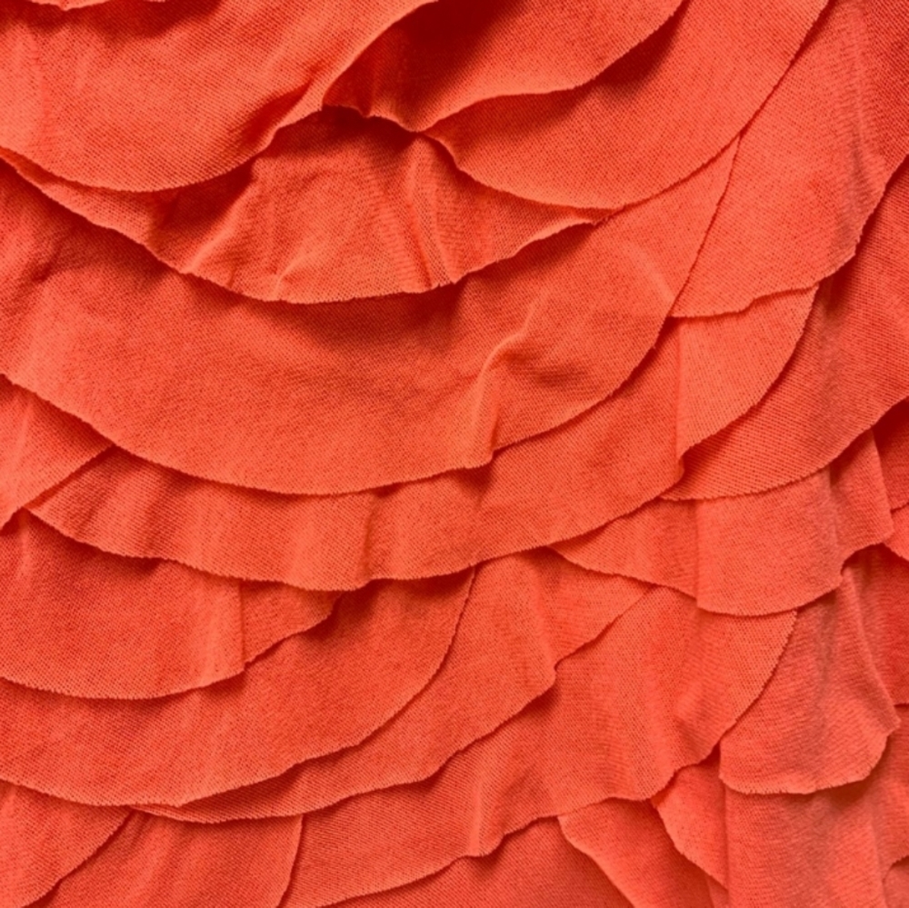 Neon Coral EXPRESS Mini Skirt Ruffled Tiered Layered Orange Size Sm - Picture 2 of 5